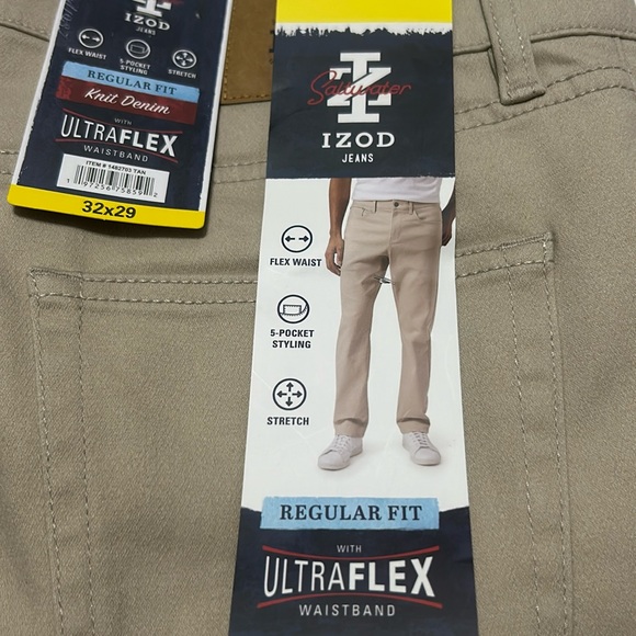 NWT Izod jeans pants knit denim stretch regular fit ultra flex waistband 32x29 - Picture 2 of 2